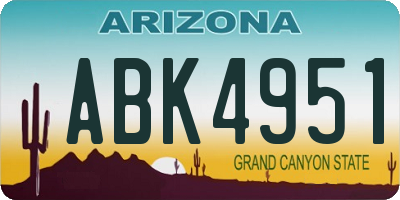 AZ license plate ABK4951
