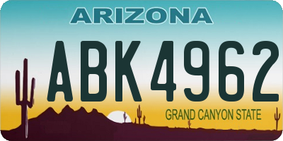 AZ license plate ABK4962