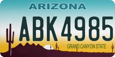AZ license plate ABK4985