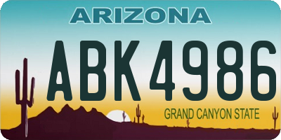 AZ license plate ABK4986