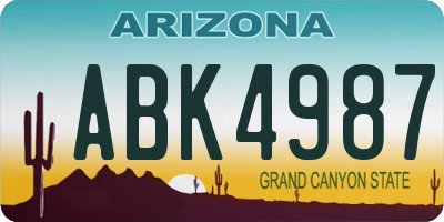 AZ license plate ABK4987