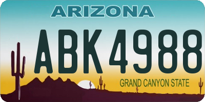 AZ license plate ABK4988