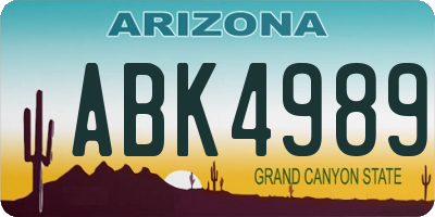 AZ license plate ABK4989
