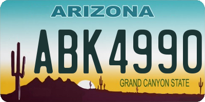 AZ license plate ABK4990