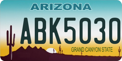 AZ license plate ABK5030
