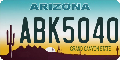 AZ license plate ABK5040