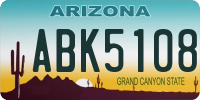 AZ license plate ABK5108