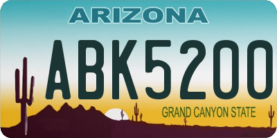 AZ license plate ABK5200