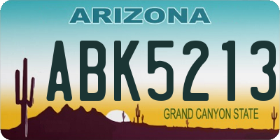 AZ license plate ABK5213