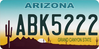 AZ license plate ABK5222