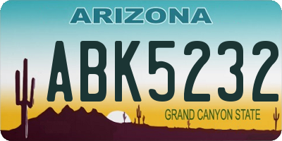AZ license plate ABK5232