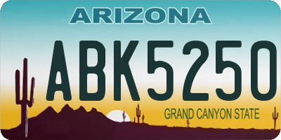 AZ license plate ABK5250