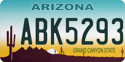 AZ license plate ABK5293