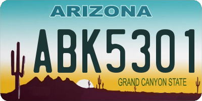AZ license plate ABK5301
