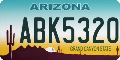 AZ license plate ABK5320