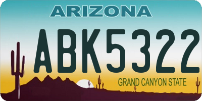 AZ license plate ABK5322