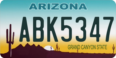 AZ license plate ABK5347