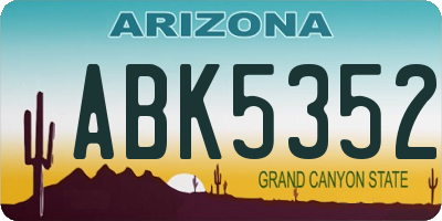AZ license plate ABK5352