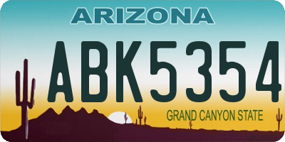 AZ license plate ABK5354
