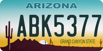 AZ license plate ABK5377