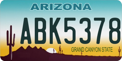 AZ license plate ABK5378