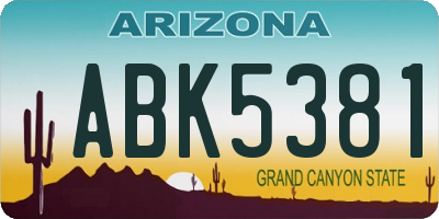 AZ license plate ABK5381