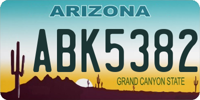AZ license plate ABK5382