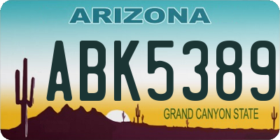 AZ license plate ABK5389