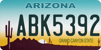 AZ license plate ABK5392