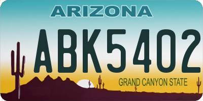 AZ license plate ABK5402