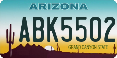 AZ license plate ABK5502