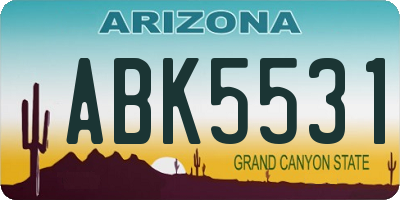 AZ license plate ABK5531