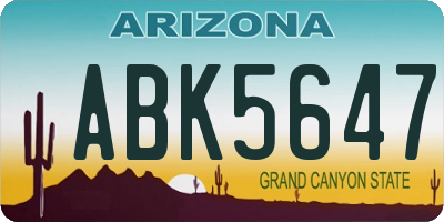 AZ license plate ABK5647