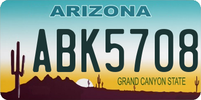 AZ license plate ABK5708