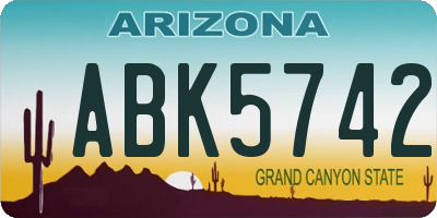 AZ license plate ABK5742