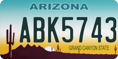 AZ license plate ABK5743