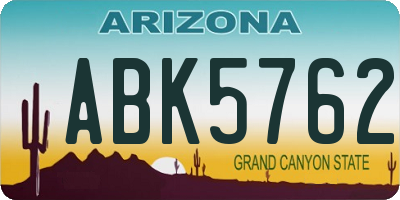 AZ license plate ABK5762