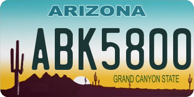 AZ license plate ABK5800