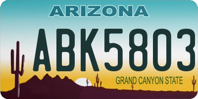 AZ license plate ABK5803