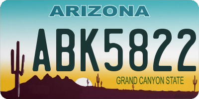 AZ license plate ABK5822