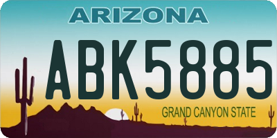 AZ license plate ABK5885