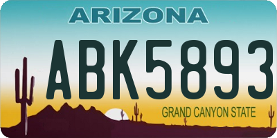 AZ license plate ABK5893