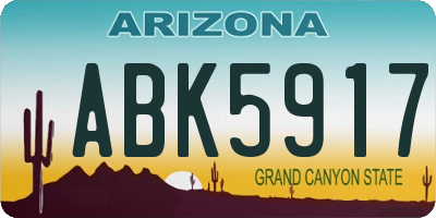 AZ license plate ABK5917