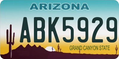 AZ license plate ABK5929
