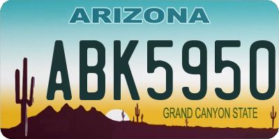 AZ license plate ABK5950