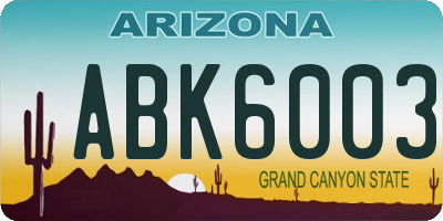 AZ license plate ABK6003