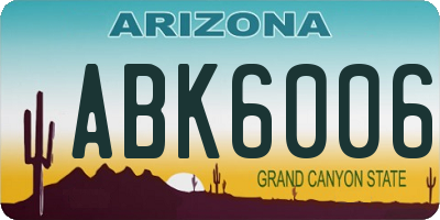AZ license plate ABK6006