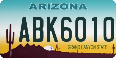 AZ license plate ABK6010