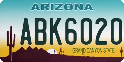 AZ license plate ABK6020
