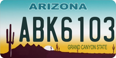 AZ license plate ABK6103